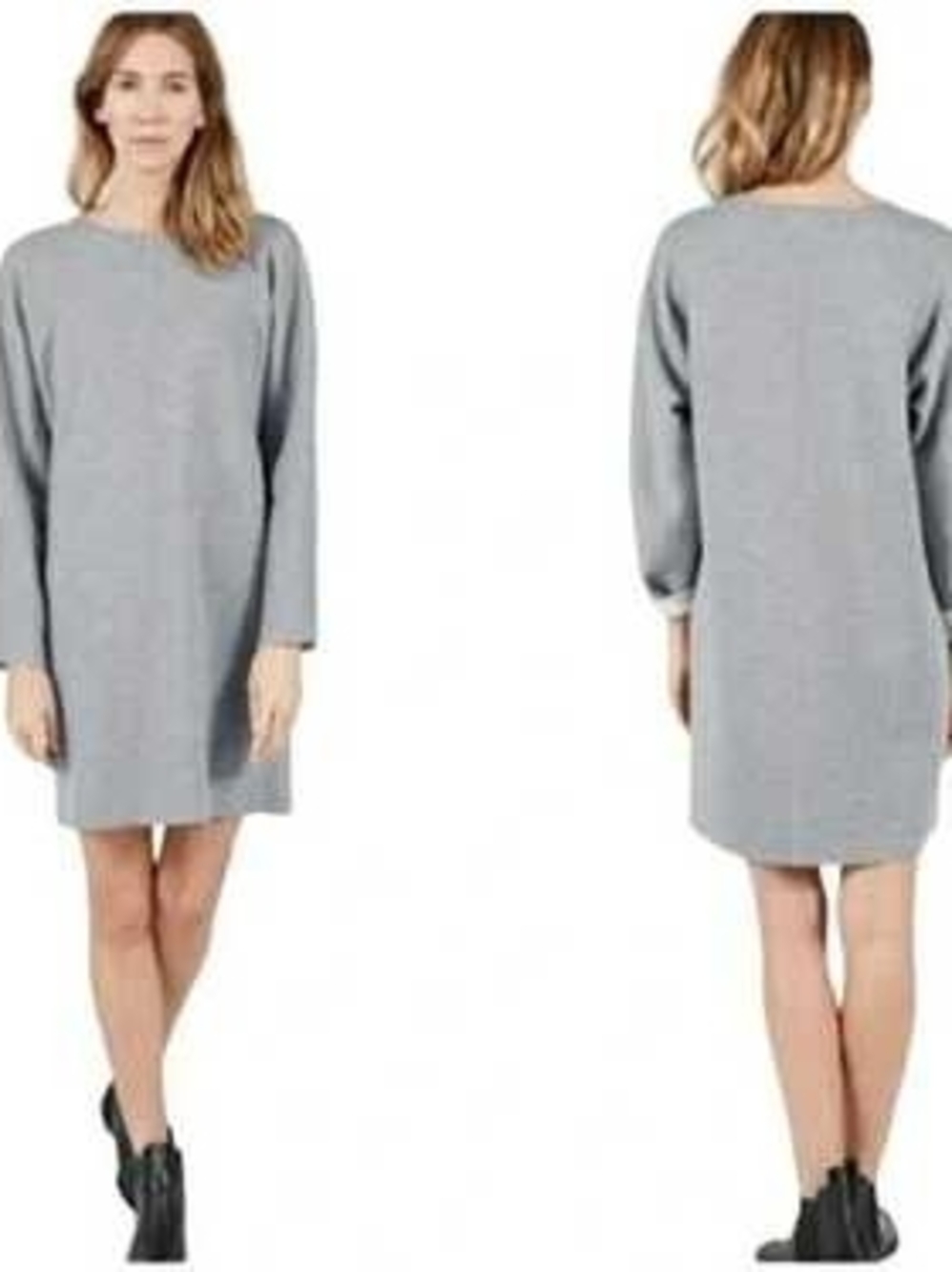 Everlane Scuba Gray Long-Sleeve Shift Dress Large Excellent Condition